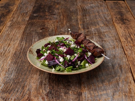 Beet & Goat Cheese Salad with Beef Tenderloin